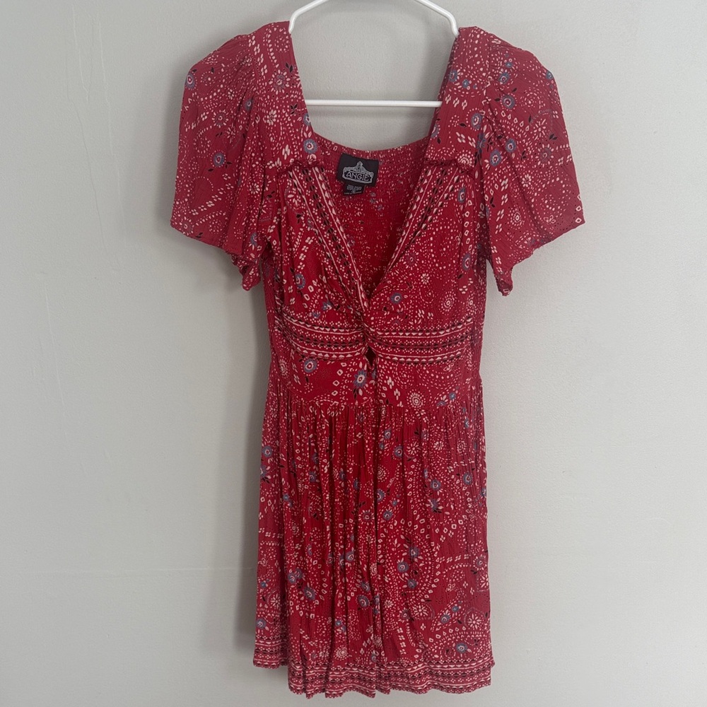 Angie Red and Blue Patterned Mini Dress